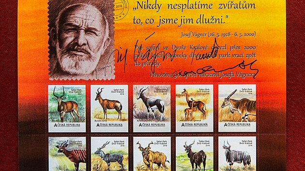 Safari Park Dvůr Králové nad Labem představila 23. května 2018 vlastní emisi poštovních známek, kterou připomnělo narození bývalého významného ředitele zahrady Josefa Vágnera.
