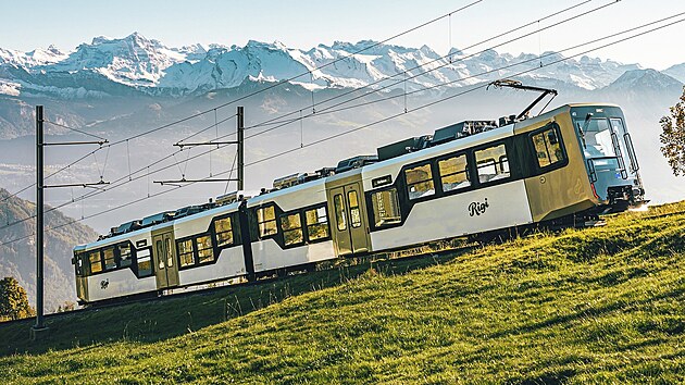 Od roku 2022 plhaj na Rigi po nejstar ozubnicov trati Evropy modern vlaky znaky Stadler.