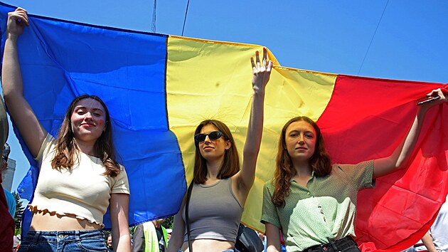 V Kiinv destky tisc lid daly vstup Moldavska do Evropsk unie. (21. kvtna 2023)