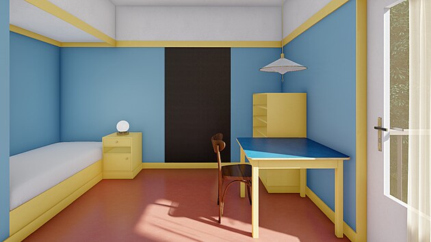 Vizualizace dětského pokoje v „Posledním domě“ Adolfa Loose.
