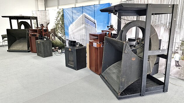 Historické reprosoustavy Western Electric na expozici Silbatone Acoustics na výstavě High End Munich 2023