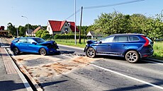 U �t�pánovic na Klatovsku se �eln� srazila dv� auta. (27. kv�tna 2023)