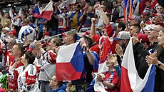 Radost českých fanoušků při hokejovém mistrovství světa v Rize
