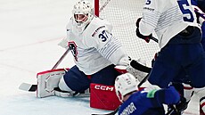 Francouzský branká� Sebastian Ylönen (37) ve st�ehu