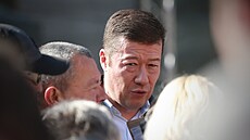 Demonstrace SPD v Liberci se zú�astnily stovky lidí. Na snímku Tomio Okamura....