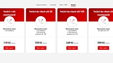 Původní balíčky k předplacenkám Vodafone platné do 28. 6. 2023