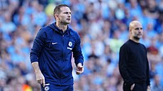 Trenér Chelsea Frank Lampard (vlevo) b�hem utkání proti Manchesteru City