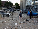 Následky ruského útoku dron na obytnou budovu v Kyjev (30. kvtna 2023)