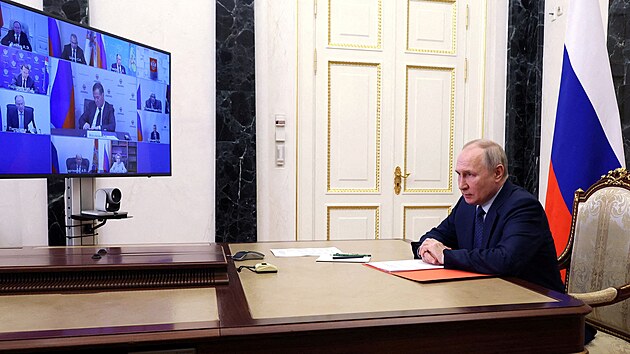 Ruský prezident Vladimir Putin během setkání ruské bezpečností rady (26. května 2023)