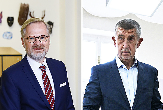Premiér Petr Fiala a �éf ANO Andrej Babi�