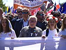Bývalý polský prezident Lech Walesa ve Varav na pochodu k 34. výroí prvních...
