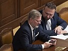 Premiér Petr Fiala a ministr práce a sociálních vcí Marian Jureka ve Snmovn