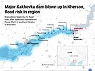 Osídlení ohroené záplavami po zniení Kachovské pehrady. (6. kvtna 2023)