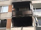 Ohn�m zni�en� byt v p��zem� panelov�ho domu v N�rsku na Klatovsku. Hasi�i...
