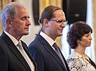 Noví ústavní soudce Josef Baxa, Jan Wintr a Daniela Zemanová.