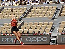 eská tenistka Karolína Muchová v zápase s Anastasií Pavljuenkovovou z Ruska.