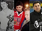 Zleva Vladimír Růžička v sezoně 1985/86, návrat z Nagana 1998 a na tréninku...