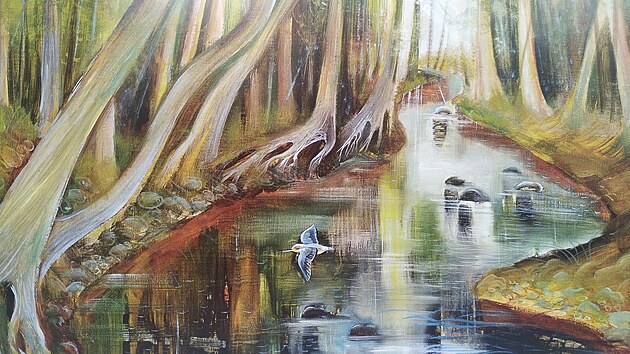 �eku Doubravu Josef Mina��k miluje. V�noval j� spoustu obraz�, t�eba i tento z roku 1998. Nese n�zev Led���ek nad Doubravou.