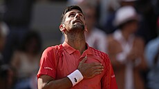 Novak Djokovi po vyhraném semifinále na Roland Garros.