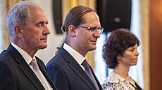 Noví ústavní soudce Josef Baxa, Jan Wintr a Daniela Zemanová.