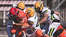 Momentka ze zápasu Prague Lions (oranová) - Leipzig Kings