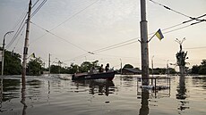 Záplavy v Chersonu způsobené explozí a protržením nedaleké Kachovské přehrady....