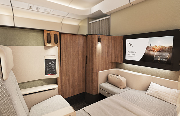 Luxus i odpočinek. Qantas představil nový interiér letounu pro dálkové cesty