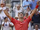 Novak Djokovi vítzí ve finále Roland Garros.