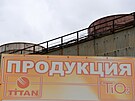 Areál chemiky Krymskyj tytan v doasn okupovaném Armjansku (23. kvtna 2022)