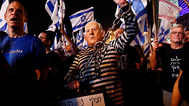 Protesty v Izraeli proti vld Benjamina Netanjahua (10. ervna 2023)