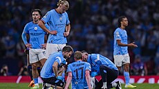 Záloník Kevin De Bruyne z Manchesteru City je oetován ve finále Ligy mistr.