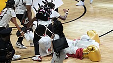 ZDRAVOTNÍK! Maskot Miami Heat pot�ebuje o�et�ení, Conor McGregor mu zlomil nos.