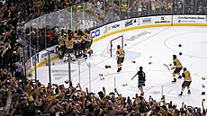 Kde je chyba? Páté finále Stanley Cupu, po nm hokejisté Vegas oslavili triumf, mlo nejnií televizní sledovanost za posledních 29 let. 