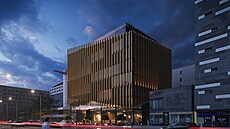 Hotel vyroste na Masarykov� nám�stí mezi Magnumem a �SOB Poji��ovnou.