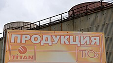 Areál chemiky Krymskyj tytan v doasn okupovaném Armjansku (23. kvtna 2022)