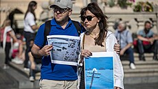 Happening na protest proti odstřelení ukrajinské Kachovské přehrady. Akci...