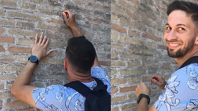VIDEO: Turista vyryl do zdi Kolosea jméno své přítelkyně, hrozí mu vězení