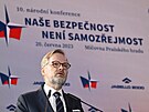 Premiér Petr Fiala (ODS) má projev konferenci Nae bezpenost není...