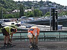Opravy praského Barrandovského mostu jsou v plném proudu. (29. ervna 2023)
