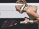 Petra Kvitová se raduje ze získaného bodu ve tvrtfinále na turnaji WTA 500 v...