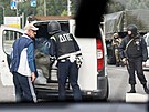 Policisté na dálnici pi vjezdu do Moskvy (24. ervna 2023)