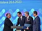 Setkání Visegrádské skupiny (V4), do které krom eska, patí také Slovensko,...