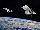 Vizualizace mise Slavia sloené ze dvou nanosatelit