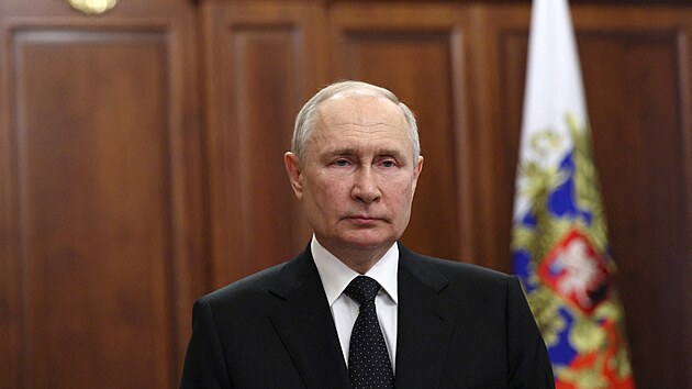 Rusk prezident Vladimir Putin ml projev k nrodu. (24. ervna 2023)