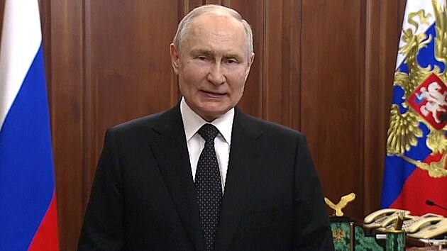 Rusk prezident Vladimir Putin ml projev k nrodu. (24. ervna 2023)