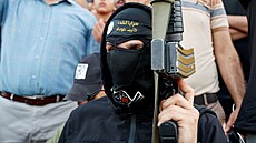 Poheb palestinského ozbrojence ve mst Tubas (20. ervna 2023)