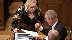 Ministryně obrany Jana Černochová diskutuje na řádné schůzi Poslanecké sněmovny...