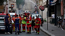 Francouztí hasii zasahují v 5. paíském obvodu po výbuchu. (21. ervna 2023)