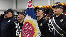 Noví ukrajintí policisté na slavnostní promoci (12. dubna 2023)