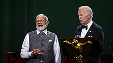 Indický premiér Naréndra Módí (vlevo) a americký prezident Joe Biden (22....